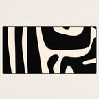 Mid Century Modern Kwaito Abstract Pattern in Black and Almond Cream Desk Mat Gallery Image 3