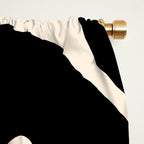 Mid Century Modern Kwaito Abstract Pattern in Black and Almond Cream Window Curtain Gallery Image 2