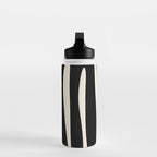 Mid Century Modern Kwaito Abstract Pattern in Black and Almond Cream Water Bottle Gallery Image 3