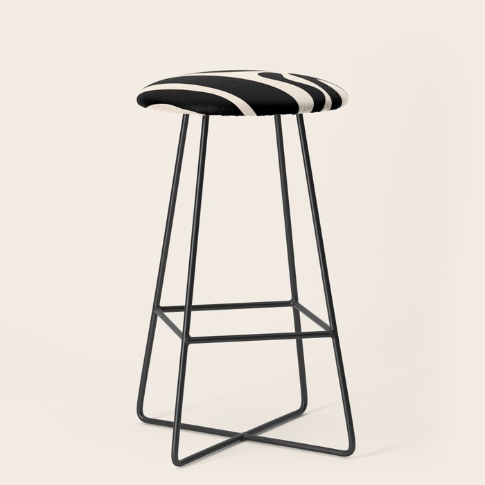 Mid Century Modern Kwaito Abstract Pattern in Black and Almond Cream Stool Gallery Image 1