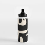 Mid Century Modern Kwaito Abstract Pattern in Black and Almond Cream Water Bottle Gallery Image 2