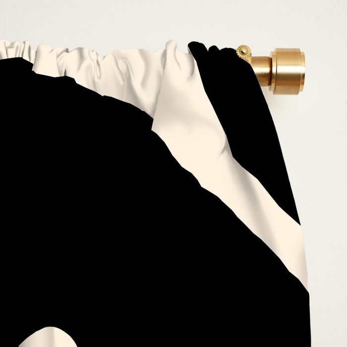 Mid Century Modern Kwaito Abstract Pattern in Black and Almond Cream Window Curtain Gallery Image 2
