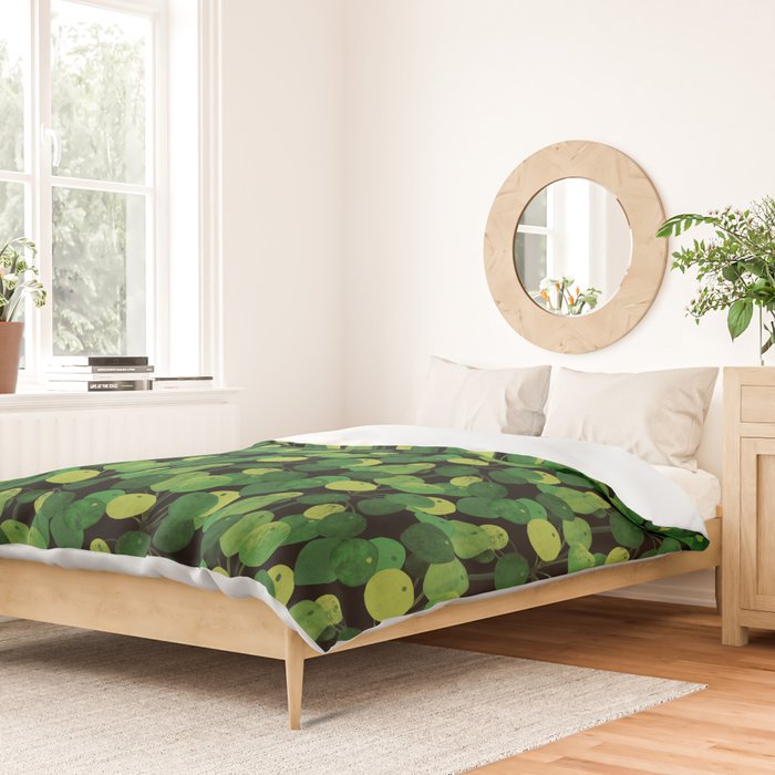 Black Pliea Peperonioides interior plant Duvet Cover Gallery Image 2