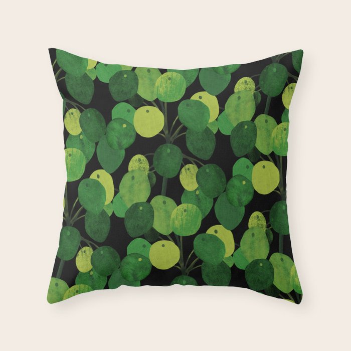 Black Pliea Peperonioides interior plant Throw Pillow Gallery Image 6