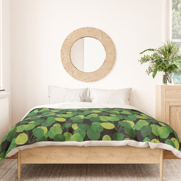 Black Pliea Peperonioides interior plant Duvet Cover Gallery Image 3