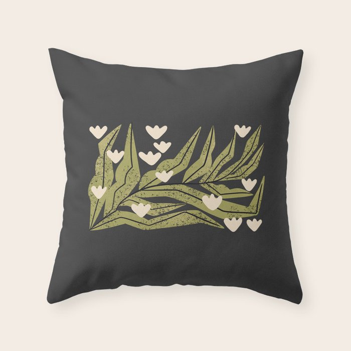 Reaching Tulips (Charcoal) Throw Pillow Gallery Image 6