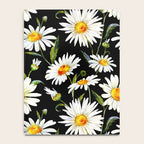 Floral Kingdom Cute White Daisy On Black Background Notebook Gallery Image 4