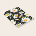 Floral Kingdom Cute White Daisy On Black Background Notebook Gallery Image 3