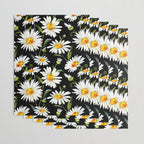 Floral Kingdom Cute White Daisy On Black Background Wrapping Paper Gallery Image 3