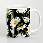 Floral Kingdom Cute White Daisy On Black Background Coffee Mug Gallery Image 1