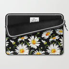 Floral Kingdom Cute White Daisy On Black Background Laptop Sleeve Gallery Image 2