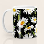Floral Kingdom Cute White Daisy On Black Background Coffee Mug Gallery Image 3