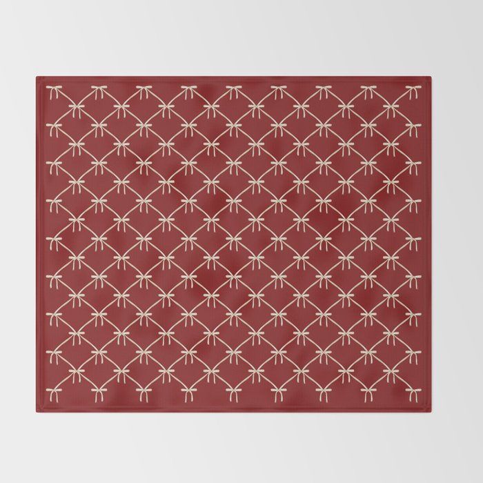 Bows & Ribbons Pattern XI Ruby Red Throw Blanket Gallery Image 2