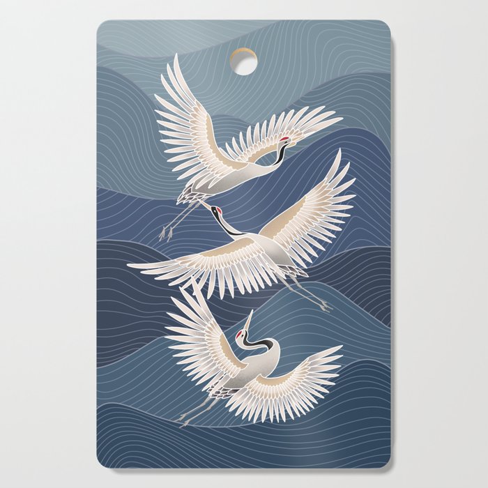cranes, asian style art Cutting Board Gallery Image 1