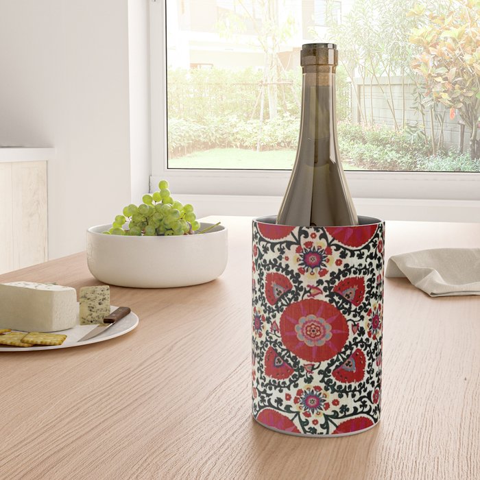Shakhrisyabz Suzani 19th Century Uzbekistan Embroidery  Wine Chiller Gallery Image 4