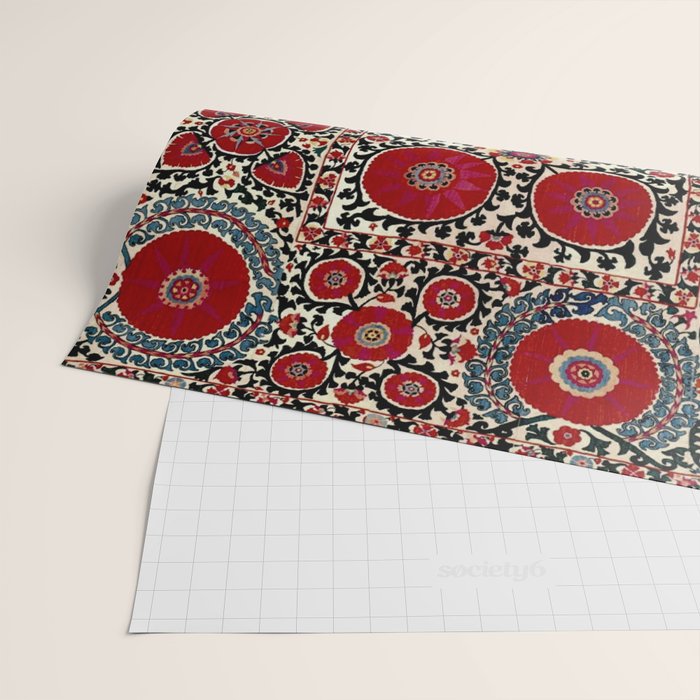 Shakhrisyabz Suzani 19th Century Uzbekistan Embroidery  Wrapping Paper Gallery Image 2