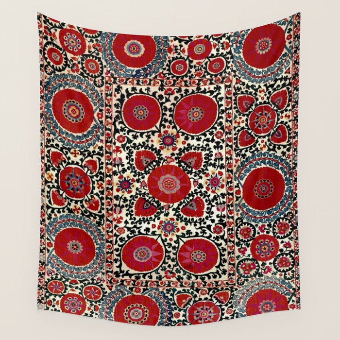 Shakhrisyabz Suzani 19th Century Uzbekistan Embroidery  Wall Tapestry Gallery Image 4
