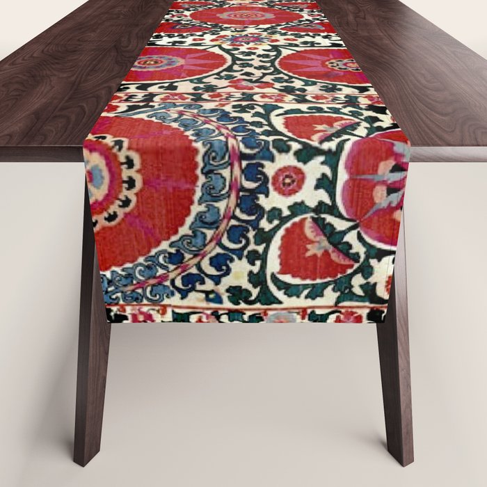 Shakhrisyabz Suzani 19th Century Uzbekistan Embroidery  Table Runner Gallery Image 1