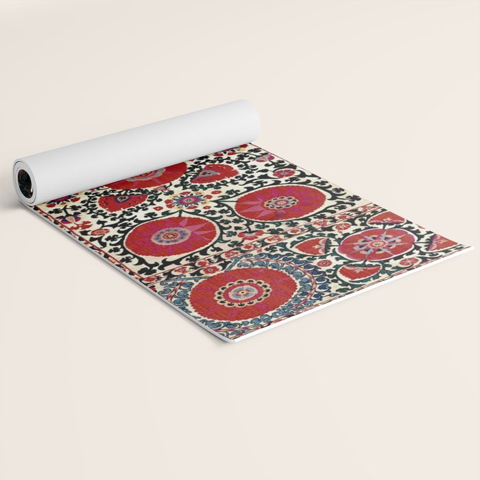 Shakhrisyabz Suzani 19th Century Uzbekistan Embroidery  Yoga Mat Gallery Image 2