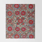 Shakhrisyabz Suzani 19th Century Uzbekistan Embroidery  Throw Blanket Gallery Image 2