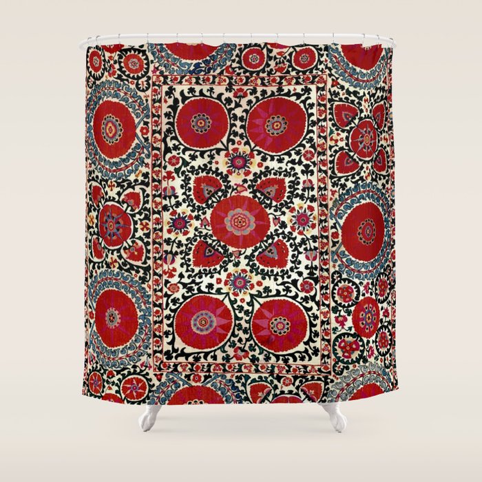 Shakhrisyabz Suzani 19th Century Uzbekistan Embroidery  Shower Curtain Gallery Image 1