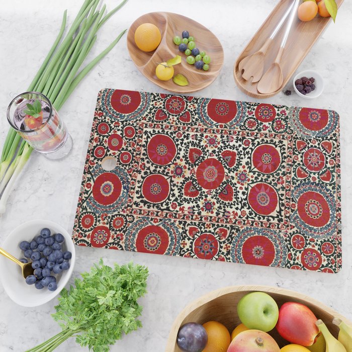 Shakhrisyabz Suzani 19th Century Uzbekistan Embroidery  Cutting Board Gallery Image 2