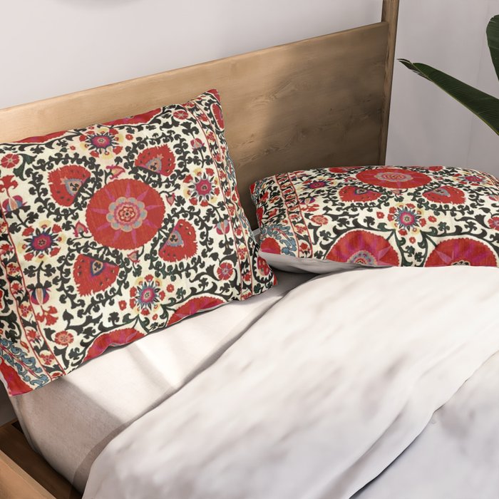 Shakhrisyabz Suzani 19th Century Uzbekistan Embroidery  Pillow Sham Gallery Image 2