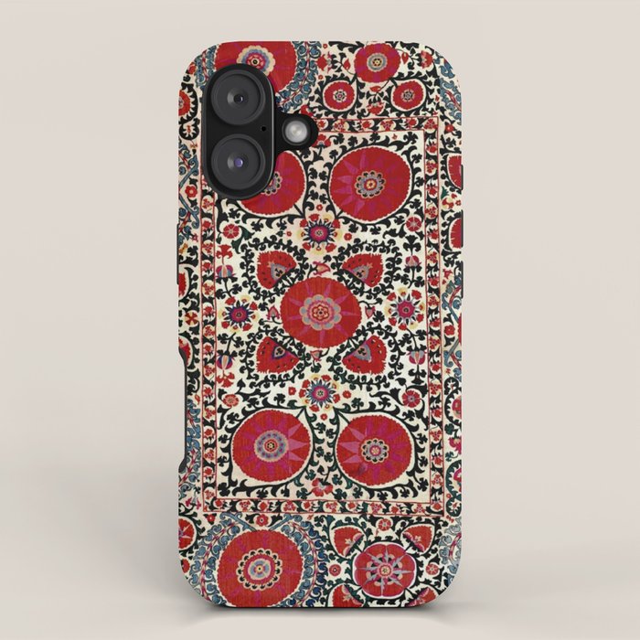 Shakhrisyabz Suzani 19th Century Uzbekistan Embroidery  iPhone Case Gallery Image 1