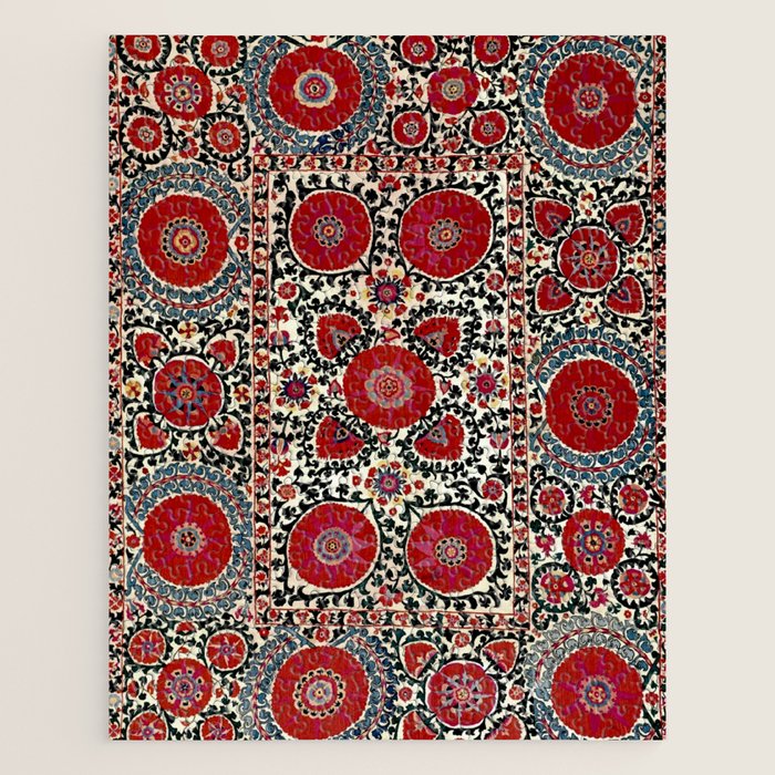 Shakhrisyabz Suzani 19th Century Uzbekistan Embroidery  Jigsaw Puzzle Gallery Image 1