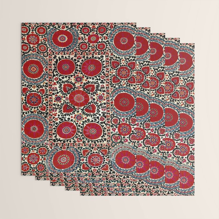 Shakhrisyabz Suzani 19th Century Uzbekistan Embroidery  Wrapping Paper Gallery Image 3