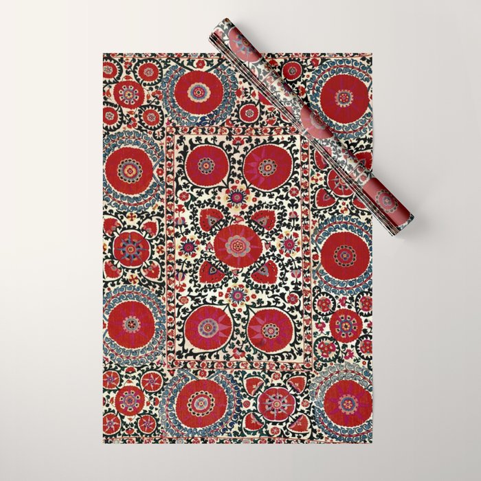 Shakhrisyabz Suzani 19th Century Uzbekistan Embroidery  Wrapping Paper Gallery Image 1