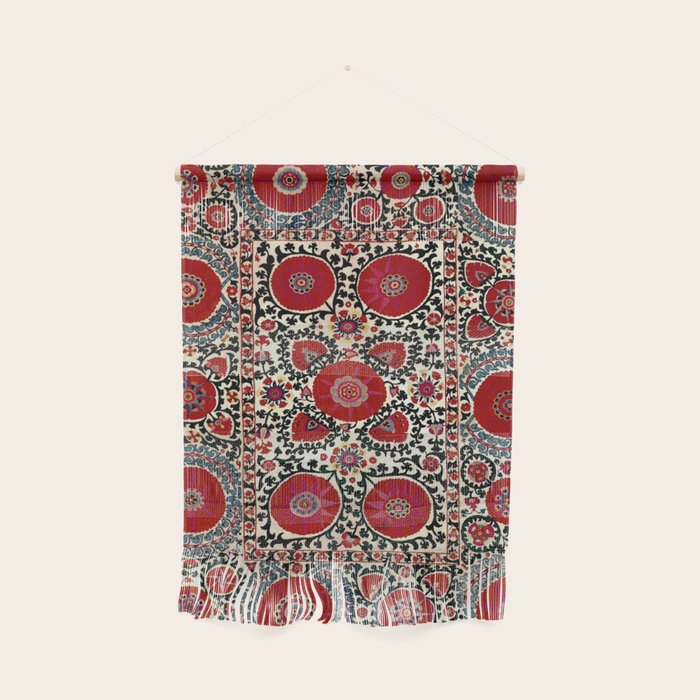 Shakhrisyabz Suzani 19th Century Uzbekistan Embroidery  Wall Hanging Gallery Image 1