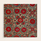 Shakhrisyabz Suzani 19th Century Uzbekistan Embroidery  Wood Wall Art Gallery Image 1