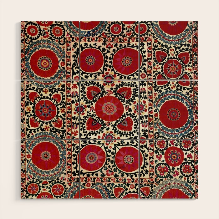 Shakhrisyabz Suzani 19th Century Uzbekistan Embroidery  Wood Wall Art Gallery Image 1