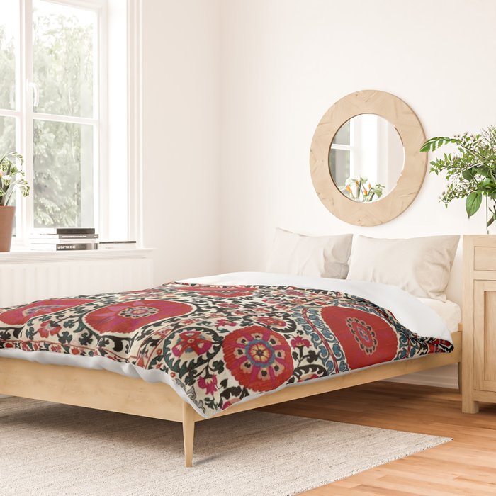 Shakhrisyabz Suzani 19th Century Uzbekistan Embroidery  Duvet Cover Gallery Image 2