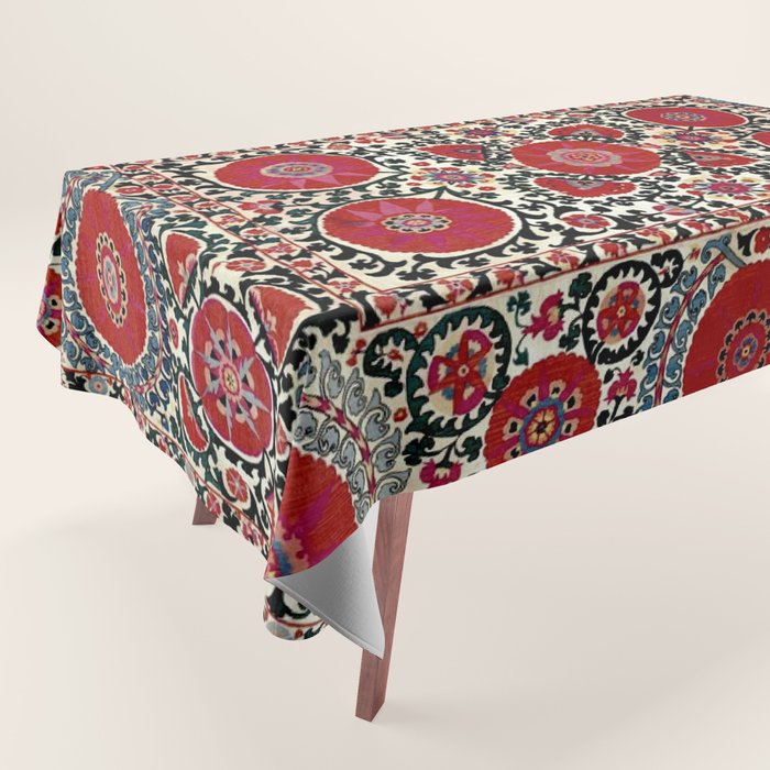 Shakhrisyabz Suzani 19th Century Uzbekistan Embroidery  Tablecloth Gallery Image 1