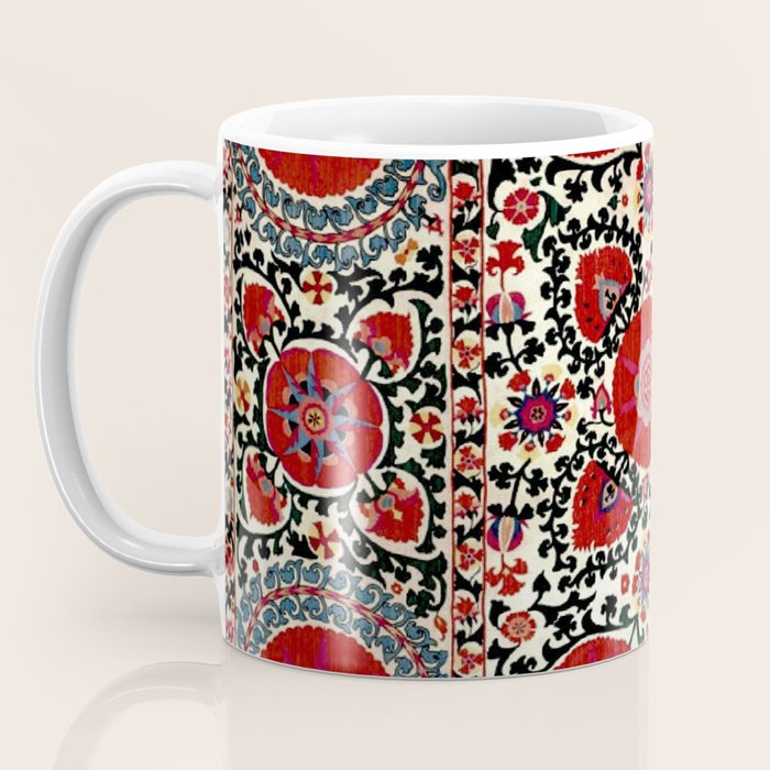 Shakhrisyabz Suzani 19th Century Uzbekistan Embroidery  Coffee Mug Gallery Image 3