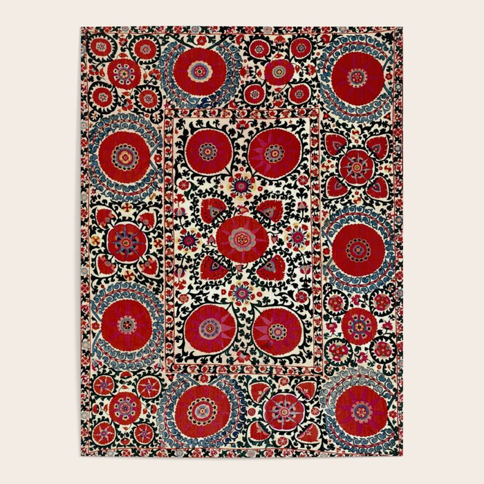 Shakhrisyabz Suzani 19th Century Uzbekistan Embroidery  Poster Gallery Image 1