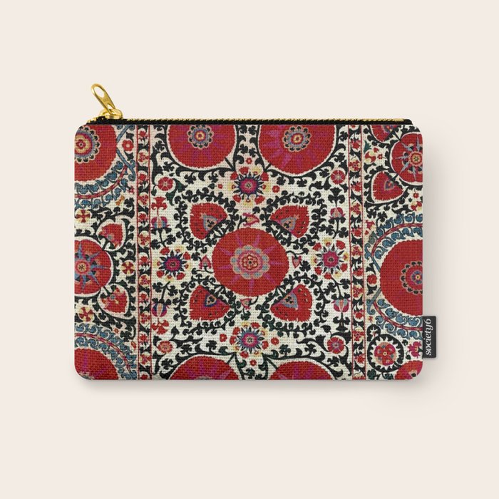 Shakhrisyabz Suzani 19th Century Uzbekistan Embroidery  Carry All Pouch Gallery Image 1