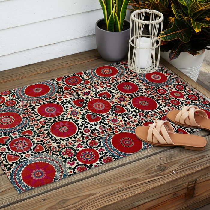 Shakhrisyabz Suzani 19th Century Uzbekistan Embroidery  Outdoor Rug Gallery Image 2