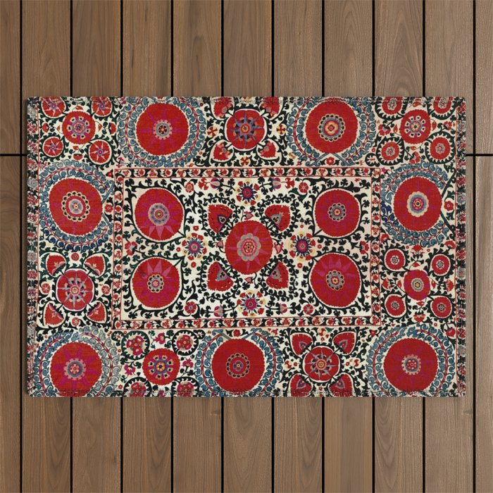 Shakhrisyabz Suzani 19th Century Uzbekistan Embroidery  Outdoor Rug Gallery Image 1