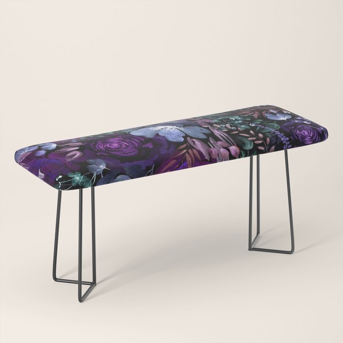 Deep Floral Chaos blue & violet Bench Gallery Image 1
