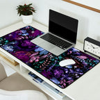 Deep Floral Chaos blue & violet Desk Mat Gallery Image 2