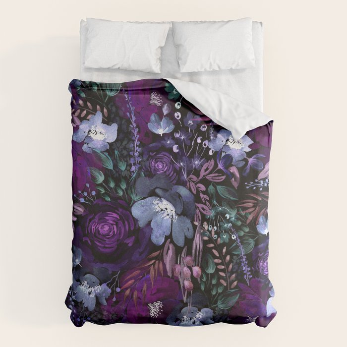 Deep Floral Chaos blue & violet Duvet Cover Gallery Image 6