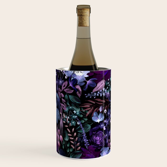 Deep Floral Chaos blue & violet Wine Chiller Gallery Image 3