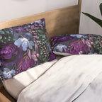 Deep Floral Chaos blue & violet Pillow Sham Gallery Image 2