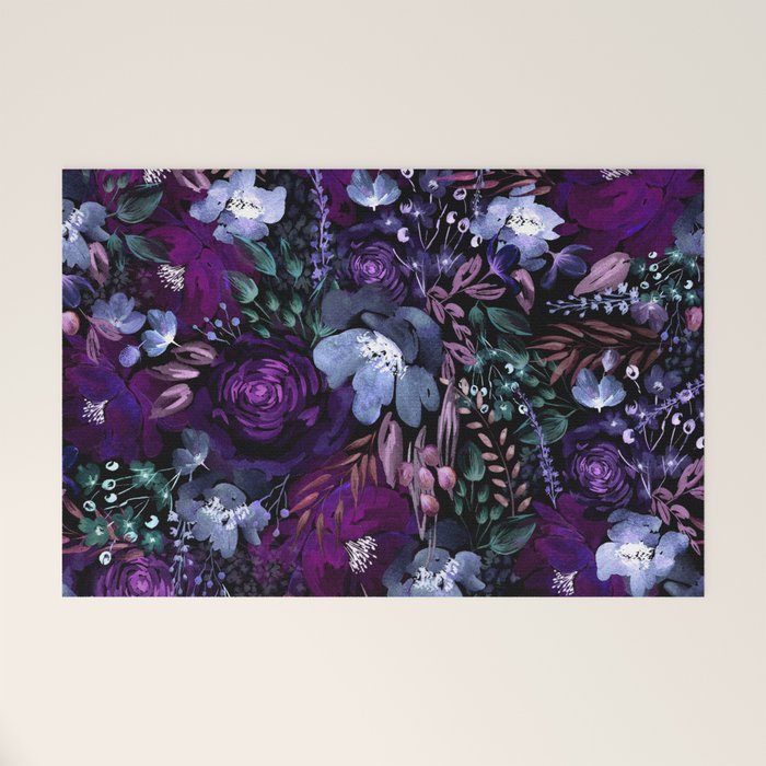 Deep Floral Chaos blue & violet Welcome Mat Gallery Image 1