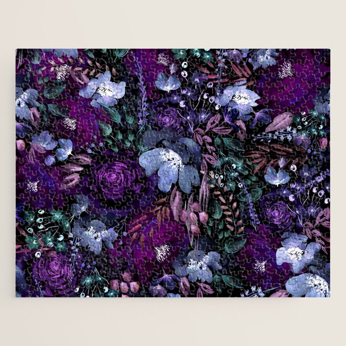 Deep Floral Chaos blue & violet Jigsaw Puzzle Gallery Image 1