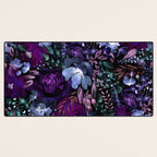 Deep Floral Chaos blue & violet Desk Mat Gallery Image 3