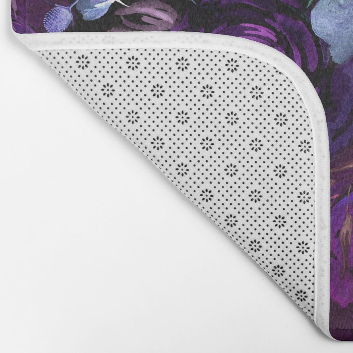 Deep Floral Chaos blue & violet Bath Mat Gallery Image 2